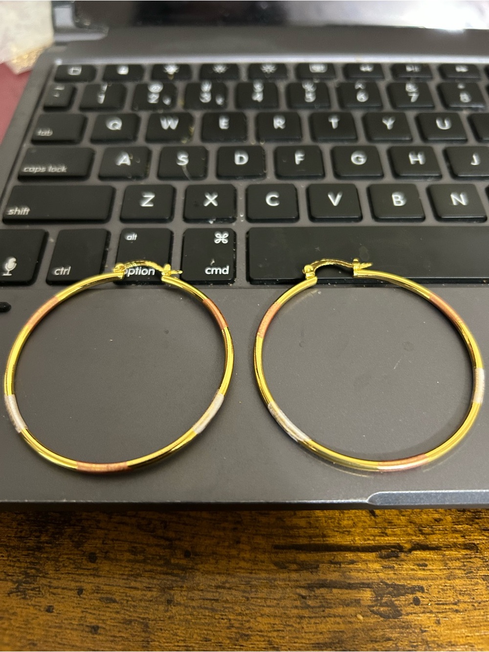Unlisted Tri-Tone Hoop Earrings in Gold, Rose Gold, Silver